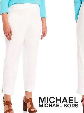 🎩🗝️ NWT $88 -$98 MICHAEL Michael Kors Plus Size Lux Tech Cotton Blend Slacks 14W
